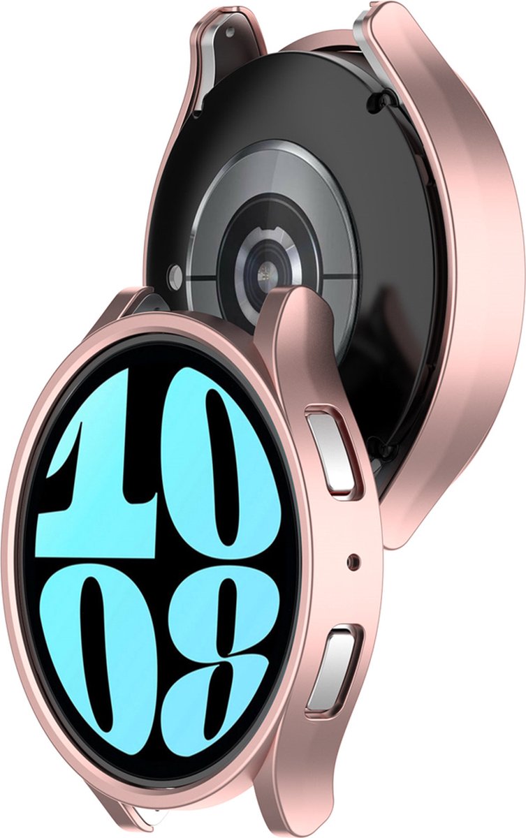 EP Goods - Full Cover Hard Screenprotector - Cover / Hoesje voor Samsung Galaxy Watch6 - 44mm - Rose Goud