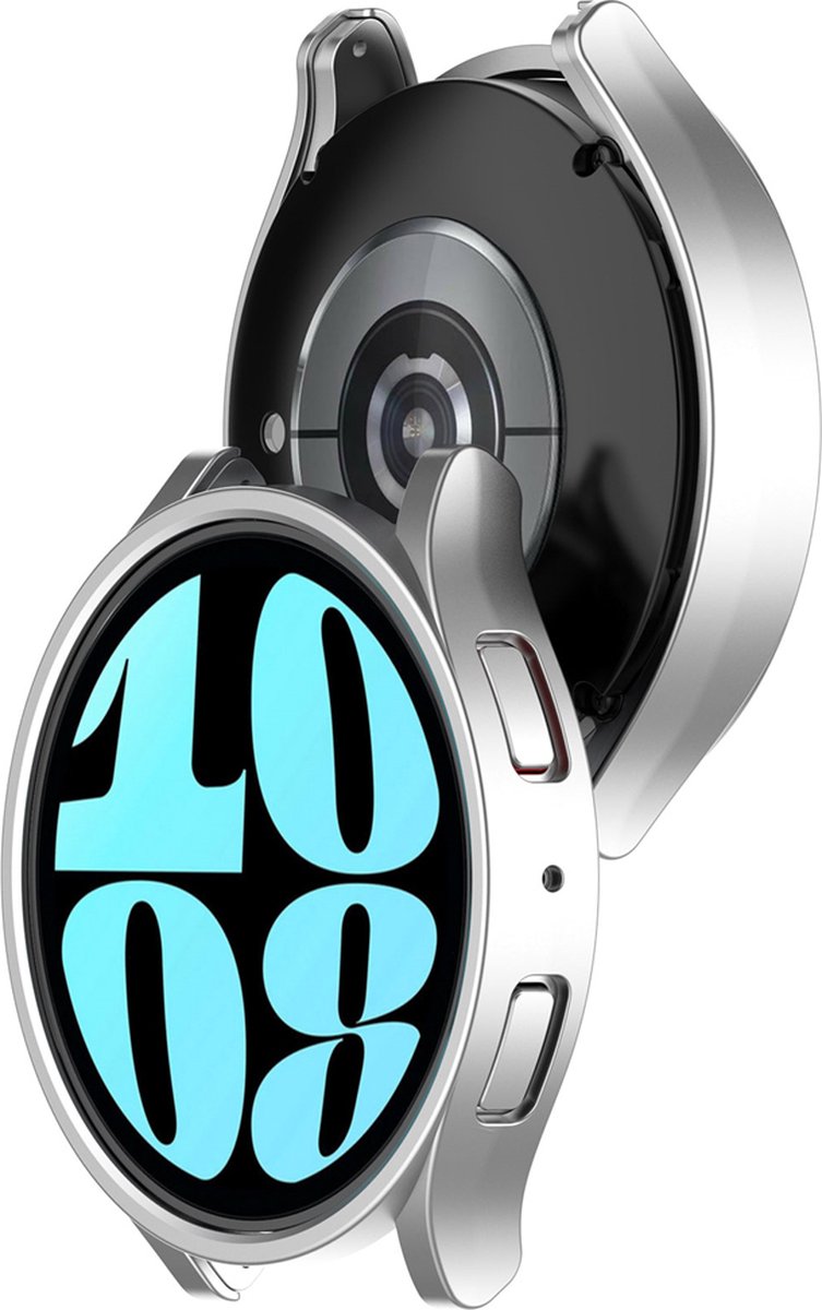 EP Goods - Full Cover Hard Screenprotector - Cover / Hoesje voor Samsung Galaxy Watch6 - 40mm - Zilver