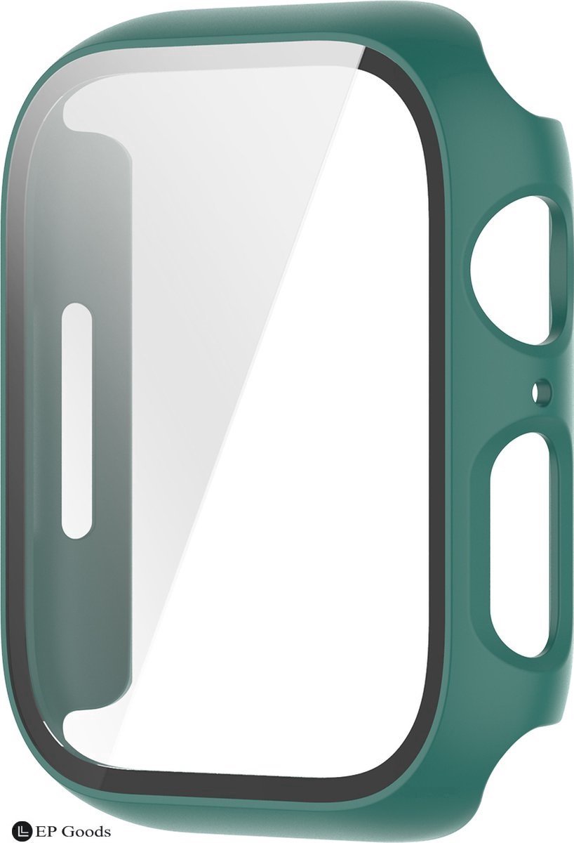 EP Goods - Full Cover Tempered Glass Screen Protector Cover/Hoesje Voor Apple Watch Series 1/2/3/ 38mm - Hard - Protection - Donkergroen