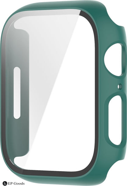 EP Goods - Full Cover Tempered Glass Screen Protector Cover/Hoesje Voor Apple Watch Series 4/5/6/SE 40mm - Hard - Protection - Donkergroen