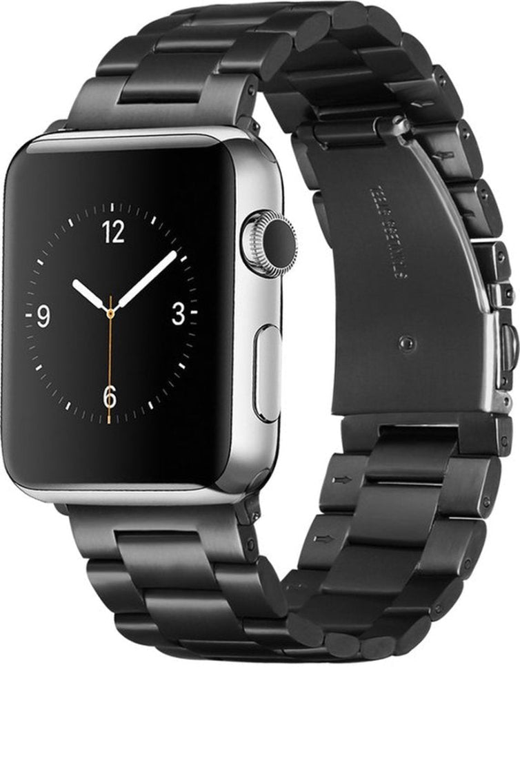 EP Goods - Bandje Geschikt voor Apple Watch - 42/44/45/49mm - Roestvrij Staal - Met Schakel/Druksluiting - Zwart