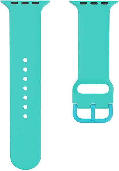EP Goods - Bandje Geschikt voor Apple Watch - 42/44/45/49mm - Siliconen - Met Gesp Sluiting - Aquagroen
